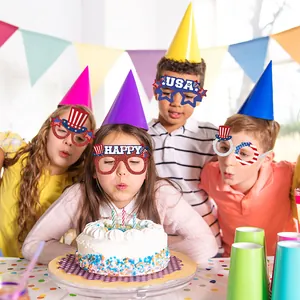 Lot de 4 lunettes de fête patriotiques USA avec paillettes pour enfants le 4 juillet