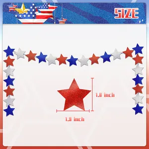 Red white blue glitter star banner for 4th of July party decor 1.8x1.9 inch stars