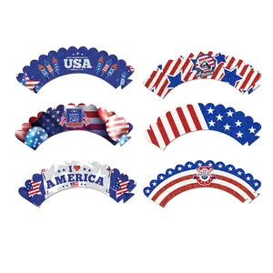 Pack de 6 envoltorios para cupcakes del 4 de julio con motivos de la bandera de EE. UU.