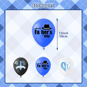 Father's Day balloons set featuring blue and black latex designs with Best Dad printing