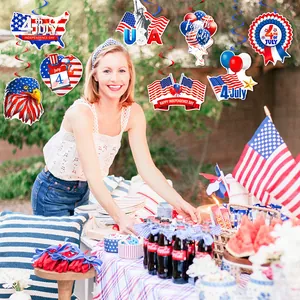 Independence Day hanging swirl decorations with 4th of July party theme ornaments