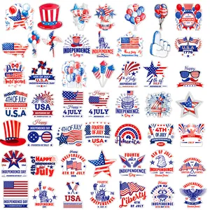 50-piece set of July 4th USA Independence Day stickers featuring flag and eagle designs
