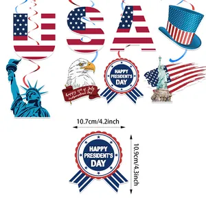 Decorazioni a spirale patriottiche USA con Statua della Libertà e bandiere americane