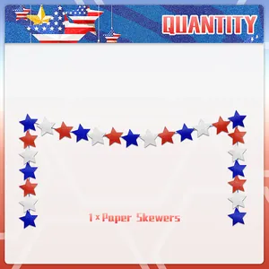 Red white and blue star paper garland for Independence Day party decorations
