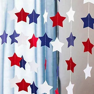 Patriotic red, white, and blue star paper garland for USA Independence Day party decor