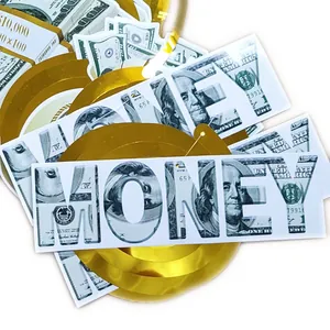 Striscione festa Dollari USA con lettere MONEY e motivi di banconote per decorazione compleanno