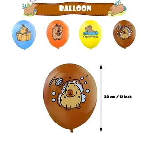Colorful Capybara birthday party balloons with cartoon patterns and decorative banners