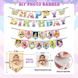DIY Milk Tea Happy Birthday Photo Banner Set with Thick Cardstock for Party Decor