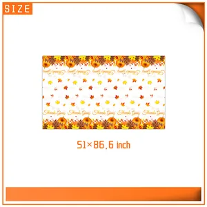 Thanksgiving tablecloth with pumpkin and maple leaf patterns, 51 x 86.6 inch size