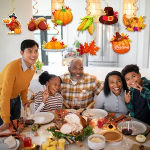 Set de décorations de Thanksgiving avec tourbillons suspendus motif dinde et citrouille