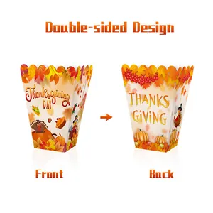 Double-sided Thanksgiving treat boxes featuring turkey and pumpkin fall season designs