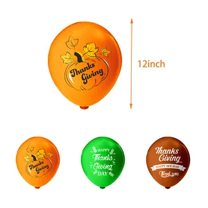12-inch Thanksgiving balloons set featuring turkey, pumpkin and maple leaf patterns