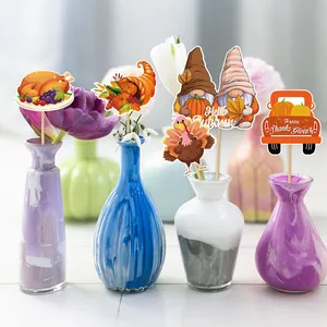 Thanksgiving vase inserts featuring turkey and pumpkin designs for holiday party decor