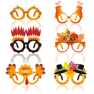 Action Grâce Lunettes Papier Fête Citrouille Dinde Accessoires Photo Décoration Vacances Enfants Adultes