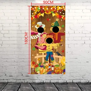 Herbst Thanksgiving Fotobanner mit Vogelscheuchen-Ausschnitten für Partydekoration