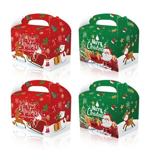 Scatole Regalo di Natale Gable Per Dolci Motivo Babbo Natale Renna Pupazzo di Neve Cartone Animato Cartone Festivo Scatole per Feste