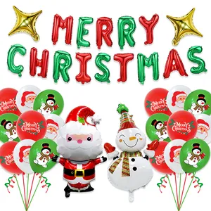 Christmas Party Decorations Aluminum Film Santa Claus Snowman Star Letters Balloons For Holiday Home Indoor Celebrations Decorations