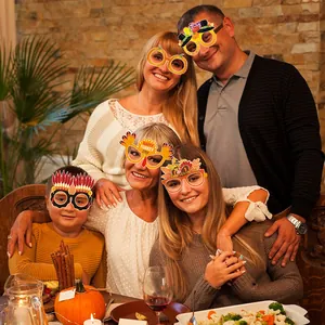 Lot de lunettes de Thanksgiving en papier pour enfants avec motifs citrouille et dinde