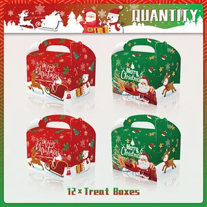Set di 12 scatole regalo di Natale con illustrazioni di Babbo Natale e manici robusti