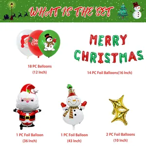 Christmas party set with Santa, Snowman and Merry Christmas foil balloons collection