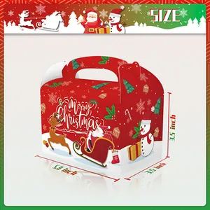 Scatola regalo di Natale rossa con Babbo Natale e maniglia, 15 cm x 9 cm x 9 cm
