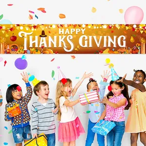 Outdoor Thanksgiving banner featuring pumpkins and turkey for festive party decoration