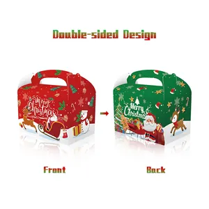 Scatola regalo di Natale Babbo Natale con renna e pupazzo di neve design festivo bifacciale