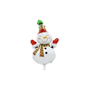 Christmas snowman foil balloon with striped hat and scarf for festive party decoration