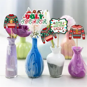 Décorations de fête de Noël pull moche avec rennes et flocons pour centres de table