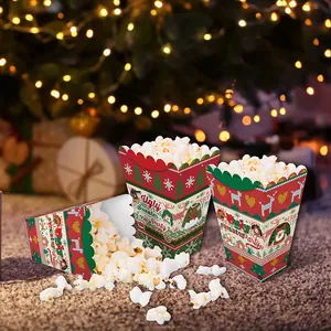 Cajas de palomitas navideñas estilo Ugly Sweater con renos y copos de nieve para fiestas
