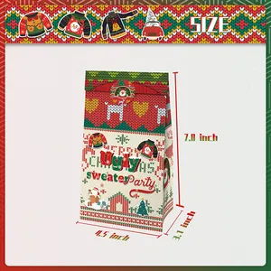 Christmas ugly sweater party paper gift bag showing size dimensions 7.0x4.5x3.1 inches