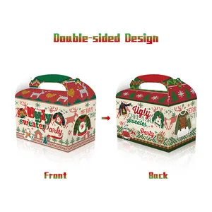 Christmas ugly sweater gift box with reindeer and snowflake patterns for party favors