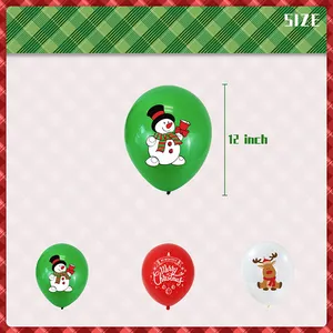 Lot de ballons de Noël 12 pouces montrant des motifs festifs rouges verts et blancs