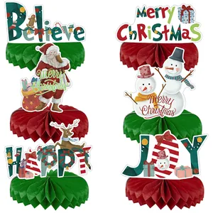 Weihnachten Waben Tischdekoration Papier Schneemann Rentier Weihnachtsmann Tischdeko Festliche Partyartikel Home Ornament