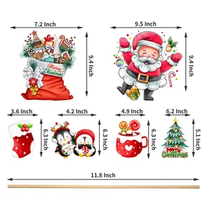 Christmas Santa Claus and reindeer themed table centerpiece decor set with 11.8 inch wood sticks