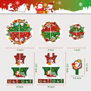 Soporte para cupcakes de Navidad de 3 niveles con diseños festivos de Papá Noel y renos