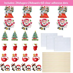 Christmas photo booth props set with Santa and reindeer signs for festive party decoration