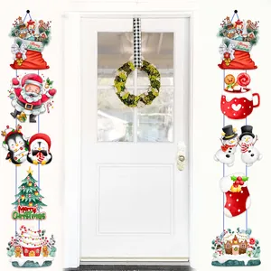 Christmas snowman and Santa door banner set with festive elements for holiday wall decor