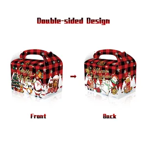 Weihnachtsgeschenkboxen mit Karomuster und Weihnachtsmann-Motiv in doppelseitigem Design