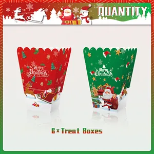 Set of 6 Christmas treat boxes featuring snowman and reindeer designs for parties