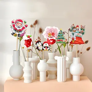 Christmas Santa Claus flower vase toppers with penguins and tree party decorations
