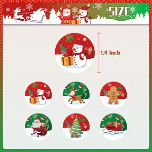 Set de pegatinas navideñas con diseños de Papá Noel y Reno de 1.4 pulgadas de diámetro