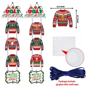 Ugly Christmas Sweater hanging banner set with festive gingerbread and snowman cards