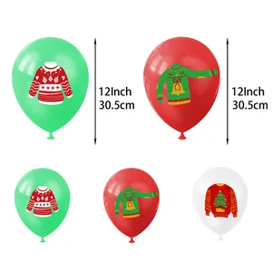Christmas ugly sweater balloons set 12 inch red green white party festive ornaments