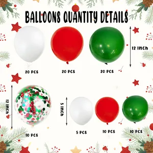 Kit d'arche de ballons de Noël avec ballons en latex rouges, verts et blancs assortis