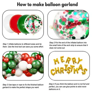 Kit décoration de Noël avec guirlande de ballons Père Noël et ballons rouge et vert