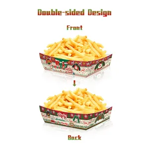 Bandejas desechables de papel tema Ugly Sweater navideño para snacks de fiesta