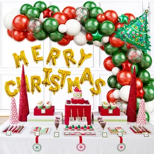 Kit arche de ballons de Noël avec sapin et ballons dorés Merry Christmas pour décoration