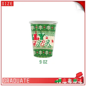 Christmas ugly sweater style 9 oz disposable paper cups for festive holiday parties