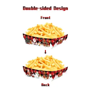 Christmas snack tray with red black plaid and cartoon Santa Claus double-sided design